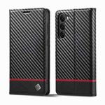 For Samsung Galaxy S24 5G LC.IMEEKE Carbon Fiber Leather Phone Case(Horizontal Black)