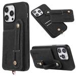 For iPhone 15 Pro Max ABEEL Litchi Texture Card Bag PU Phone Case(Black)