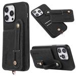 For iPhone 14 Plus ABEEL Litchi Texture Card Bag PU Phone Case(Black)