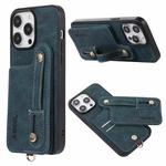 For iPhone 14 Plus ABEEL Litchi Texture Card Bag PU Phone Case(Blue)