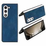 For Samsung Galaxy Z Fold5 Folding Leather Phone PC Case(Dark Blue)