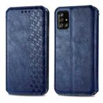 For Samsung Galaxy A71 Cubic Grid Pressed Horizontal Flip Magnetic PU Leather Case with Holder & Card Slots & Wallet(Blue)