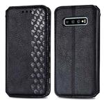 For Samsung Galaxy S10 Cubic Grid Pressed Horizontal Flip Magnetic PU Leather Case with Holder & Card Slots & Wallet(Black)