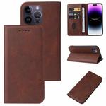 For iPhone 15 Pro Magnetic Closure Leather Phone Case(Brown)