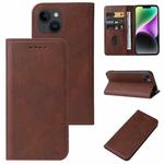 For iPhone 15 Plus Magnetic Closure Leather Phone Case(Brown)