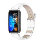 For Huawei Band 8 Mijobs Cowhide Leather Watch Band(White Silver)