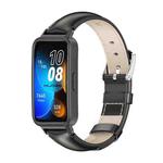 For Huawei Band 8 Mijobs Cowhide Leather Watch Band(Black)