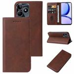 For Realme C53 Magnetic Closure Leather Phone Case(Brown)