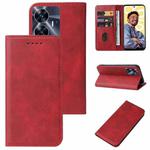 For Realme C55 Magnetic Closure Leather Phone Case(Red)