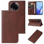 For Realme 11x Magnetic Closure Leather Phone Case(Brown)