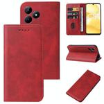 For Realme C51 Magnetic Closure Leather Phone Case(Red)