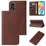 For OPPO A38 Magnetic Closure Leather Phone Case(Brown)