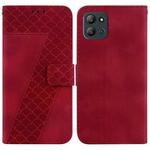 For Infinix Hot 11 2022 7-shaped Embossed Leather Phone Case(Red)