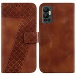 For Infinix Hot 12 7-shaped Embossed Leather Phone Case(Brown)