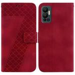 For Infinix Hot 12 7-shaped Embossed Leather Phone Case(Red)