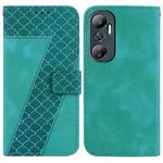 For Infinix Hot 20 7-shaped Embossed Leather Phone Case(Green)