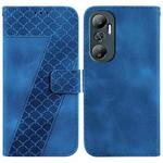 For Infinix Hot 20 7-shaped Embossed Leather Phone Case(Blue)