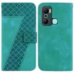 For Infinix Hot 20 Play 7-shaped Embossed Leather Phone Case(Green)