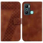 For Infinix Hot 20 Play 7-shaped Embossed Leather Phone Case(Brown)