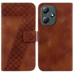 For Infinix Hot 30 Play/X6835 7-shaped Embossed Leather Phone Case(Brown)