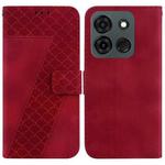 For Infinix Smart 7 India 7-shaped Embossed Leather Phone Case(Red)