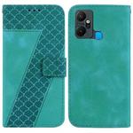 For Infinix Smart 6 Plus 7-shaped Embossed Leather Phone Case(Green)