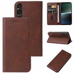 For Sony Xperia 1 V Magnetic Closure Leather Phone Case(Brown)
