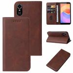 For ZTE Blade A31 Plus Magnetic Closure Leather Phone Case(Brown)