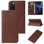 For ZTE Blade A72 4G / V40 Vita Magnetic Closure Leather Phone Case(Brown)