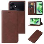 For Xiaomi Poco M6 Pro 5G Magnetic Closure Leather Phone Case(Brown)