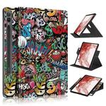 For Samsung Galaxy Tab S9 360 Rotation Stand Painted Smart Leather Tablet Case(Graffiti)