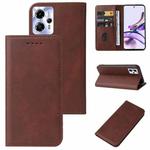 For Motorola Moto G13 Magnetic Closure Leather Phone Case(Brown)