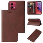 For Motorola Moto G84 Magnetic Closure Leather Phone Case(Brown)