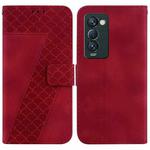 For Tecno Camon 18 Premier 7-shaped Embossed Leather Phone Case(Red)