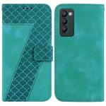 For Tecno Camon 18/18 P 7-shaped Embossed Leather Phone Case(Green)