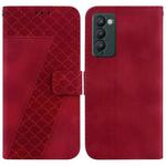 For Tecno Camon 18/18 P 7-shaped Embossed Leather Phone Case(Red)