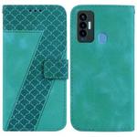 For Tecno Camon 18i 7-shaped Embossed Leather Phone Case(Green)