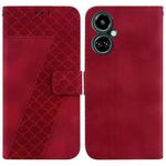 For Tecno Camon 19 7-shaped Embossed Leather Phone Case(Red)
