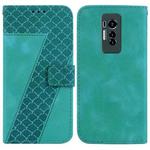 For Tecno Phantom X 7-shaped Embossed Leather Phone Case(Green)
