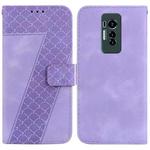 For Tecno Phantom X 7-shaped Embossed Leather Phone Case(Purple)