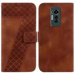 For Tecno Phantom X 7-shaped Embossed Leather Phone Case(Brown)