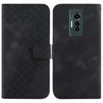 For Tecno Phantom X 7-shaped Embossed Leather Phone Case(Black)