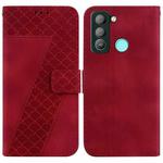 For Tecno Pop 5 LTE/BD4 7-shaped Embossed Leather Phone Case(Red)