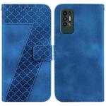 For Tecno Pova 2 7-shaped Embossed Leather Phone Case(Blue)