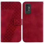 For Tecno Pova 2 7-shaped Embossed Leather Phone Case(Red)
