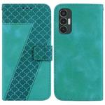 For Tecno Pova 3/LE7 7-shaped Embossed Leather Phone Case(Green)