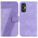 For Tecno Pova 3/LE7 7-shaped Embossed Leather Phone Case(Purple)