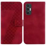 For Tecno Pova 3/LE7 7-shaped Embossed Leather Phone Case(Red)