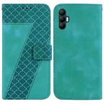 For Tecno Spark 8 Pro 7-shaped Embossed Leather Phone Case(Green)