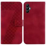 For Tecno Spark 8 Pro 7-shaped Embossed Leather Phone Case(Red)